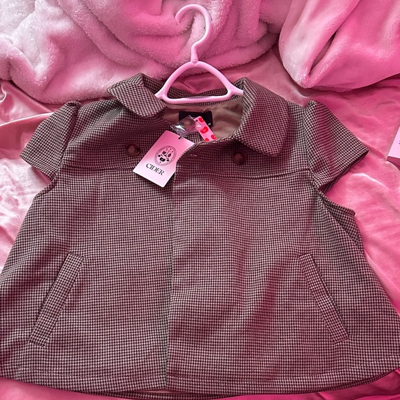 Cider Tops - Cider Brown Houndstooth Cape Top